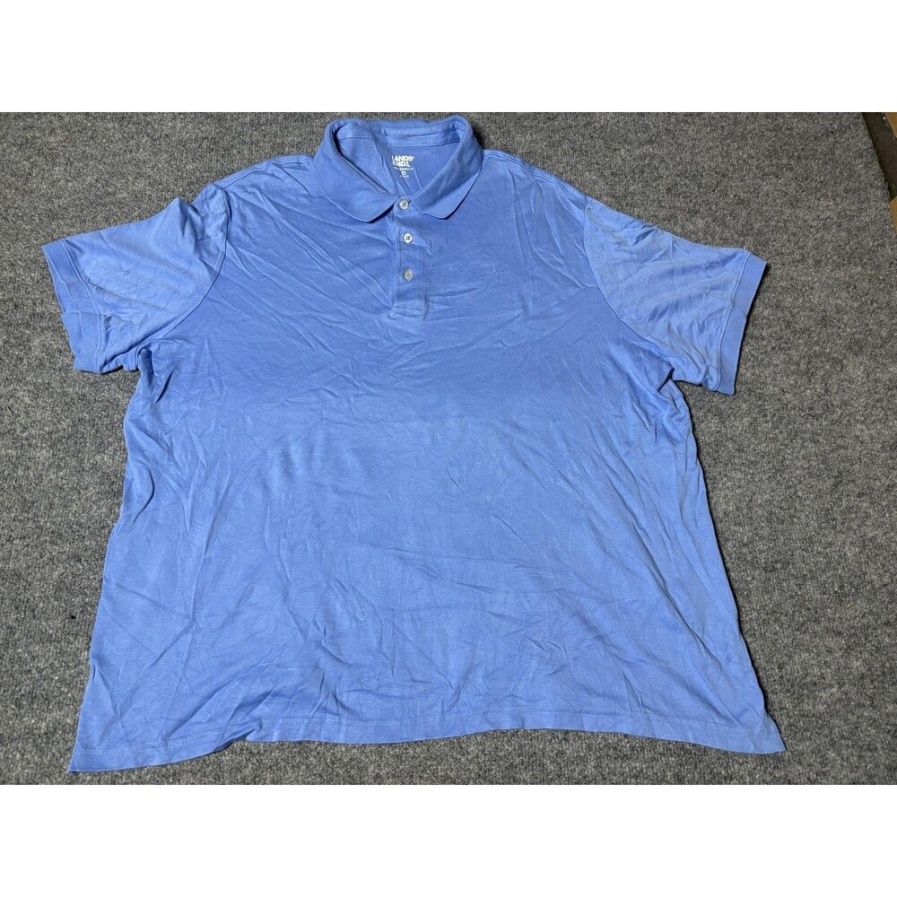 Lands' End Polo Shirt Mens 2XL Blue 100% Cotton Short Sleeve Traditional Fit